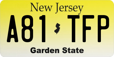 NJ license plate A81TFP