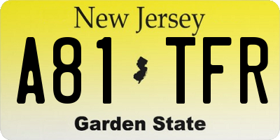 NJ license plate A81TFR