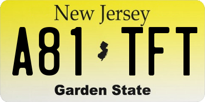 NJ license plate A81TFT