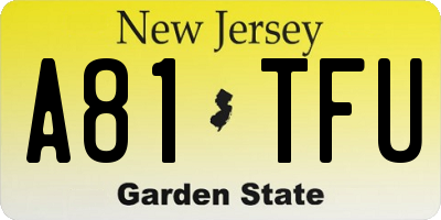 NJ license plate A81TFU