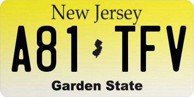 NJ license plate A81TFV