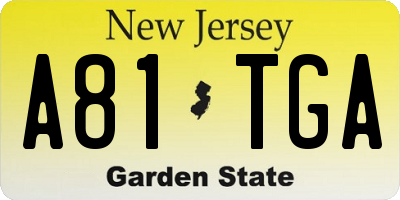 NJ license plate A81TGA