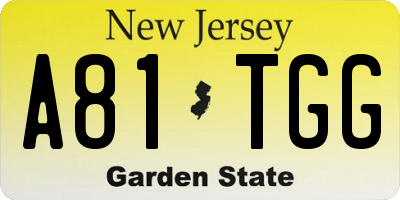 NJ license plate A81TGG