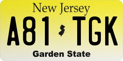 NJ license plate A81TGK