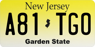 NJ license plate A81TGO