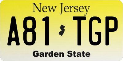 NJ license plate A81TGP