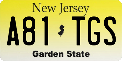 NJ license plate A81TGS