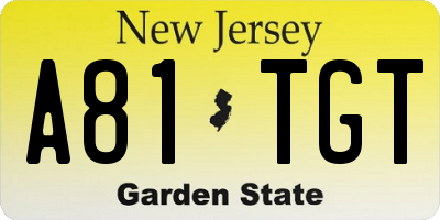 NJ license plate A81TGT