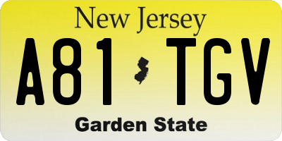 NJ license plate A81TGV
