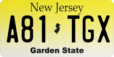 NJ license plate A81TGX