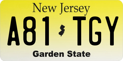 NJ license plate A81TGY