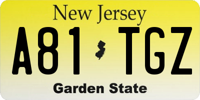 NJ license plate A81TGZ