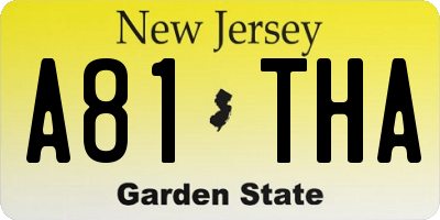 NJ license plate A81THA