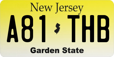 NJ license plate A81THB