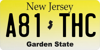 NJ license plate A81THC