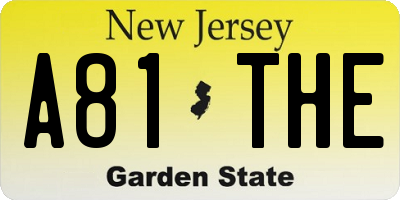 NJ license plate A81THE