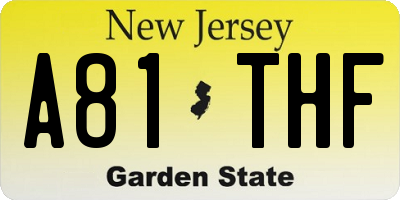 NJ license plate A81THF