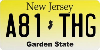NJ license plate A81THG