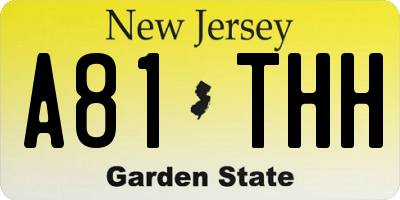 NJ license plate A81THH
