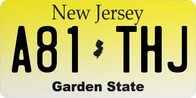 NJ license plate A81THJ