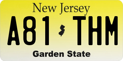 NJ license plate A81THM