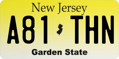 NJ license plate A81THN