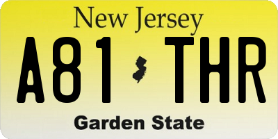 NJ license plate A81THR
