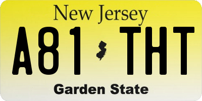 NJ license plate A81THT