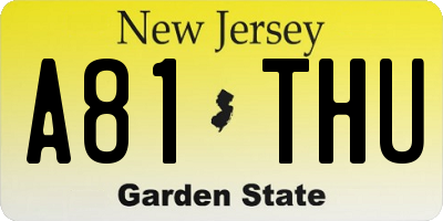 NJ license plate A81THU