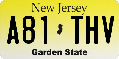 NJ license plate A81THV
