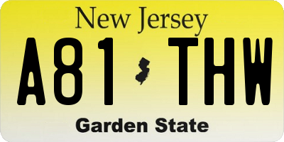 NJ license plate A81THW