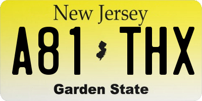 NJ license plate A81THX