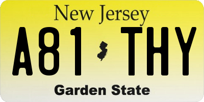 NJ license plate A81THY