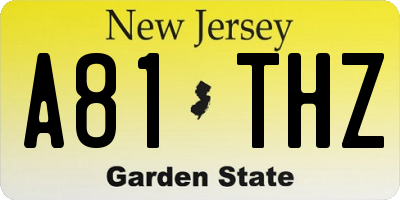 NJ license plate A81THZ