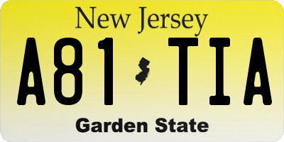 NJ license plate A81TIA