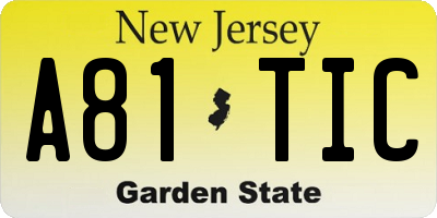 NJ license plate A81TIC