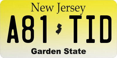 NJ license plate A81TID
