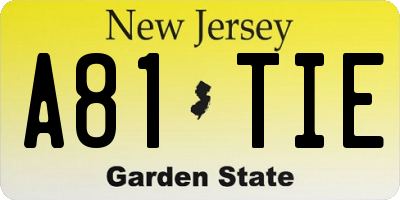 NJ license plate A81TIE