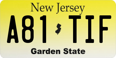 NJ license plate A81TIF