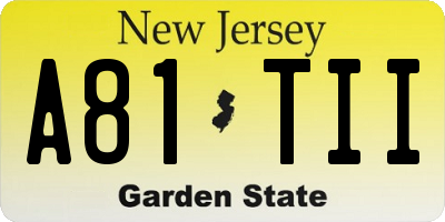 NJ license plate A81TII
