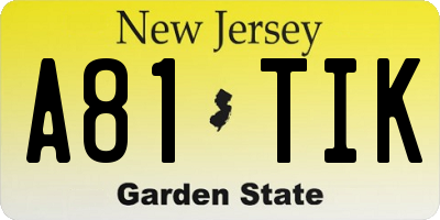 NJ license plate A81TIK