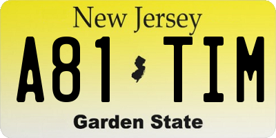 NJ license plate A81TIM