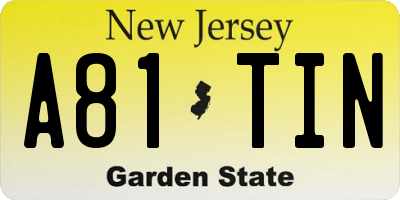 NJ license plate A81TIN