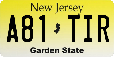 NJ license plate A81TIR