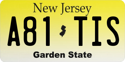 NJ license plate A81TIS