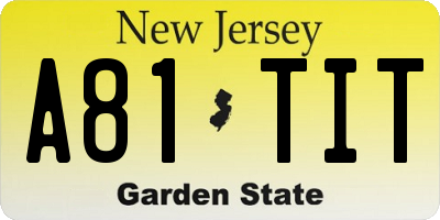 NJ license plate A81TIT