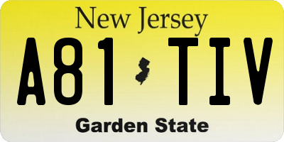 NJ license plate A81TIV