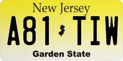 NJ license plate A81TIW