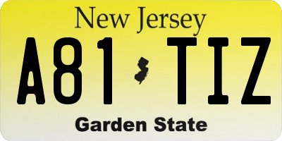 NJ license plate A81TIZ