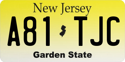 NJ license plate A81TJC